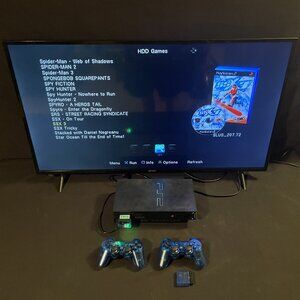 Playstation 2 Ps2 4TB Drive, Hdmi, Blue Wireless Controllers And Accessories